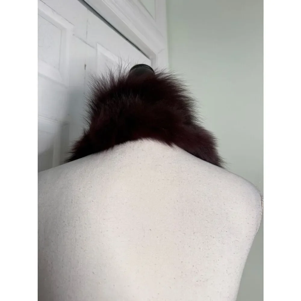 Y2K Adrienne Landau Plum Fox & Rabbit Fur Collar in Excellent Vintage condition
